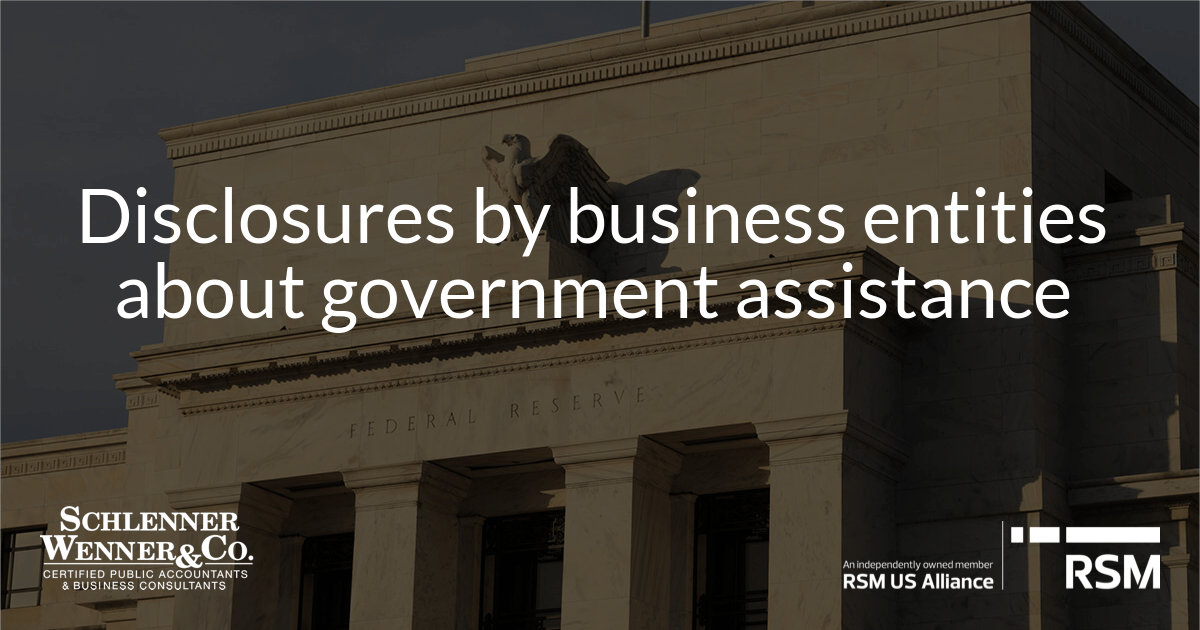 Disclosures by business entities about government assistance ...